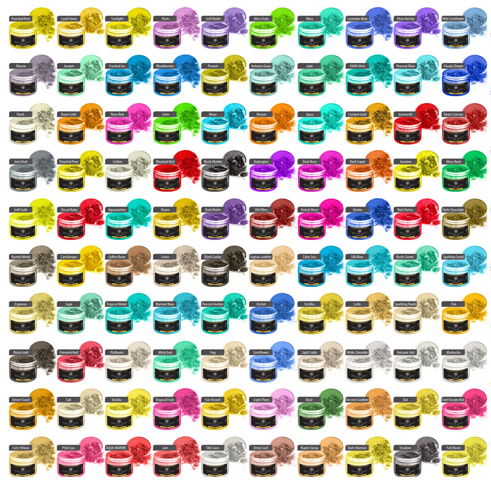 Mica Powder Set – 75 Color Jars of Pigments Including 5 Chameleon Powder [5g Jars] and Metallic Foil Flakes