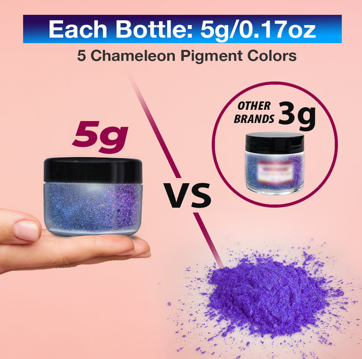 Mica Powder Set – 75 Color Jars of Pigments Including 5 Chameleon Powder [5g Jars] and Metallic Foil Flakes