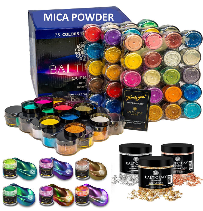 Mika Powder Mica Powder Set – 75 Color Jars of Pigments Including 5 Chameleon Powd ...